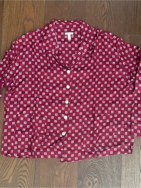 Anthropologie LyreBird Red Floral Button-Up Blouse NWT